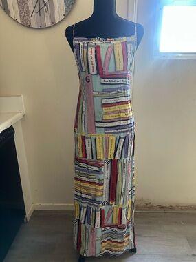 Vintage Jean Paul Gaultier Multicolor Book-Print Maxi Dress